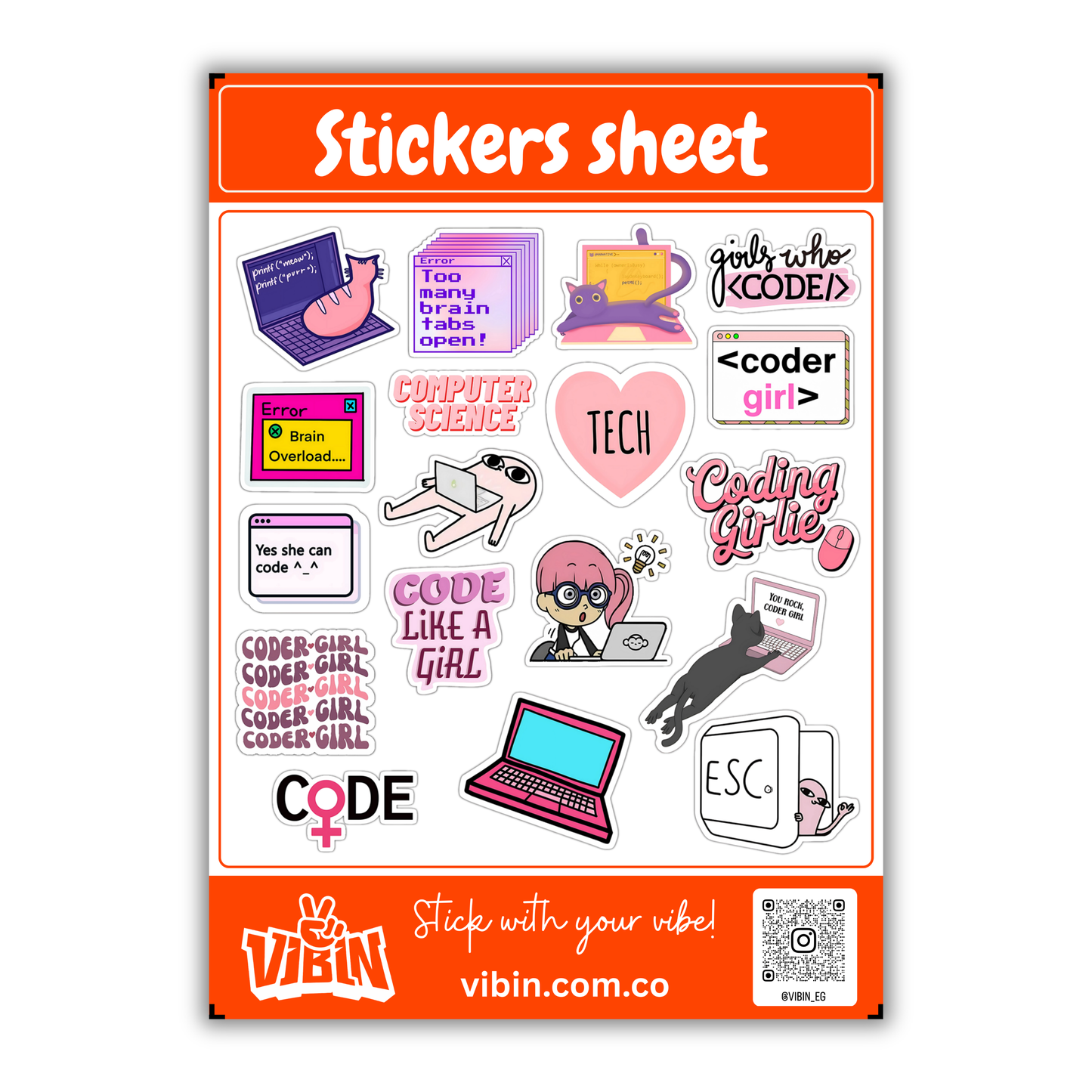 Computer Science -Girly mini stickers sheet -14