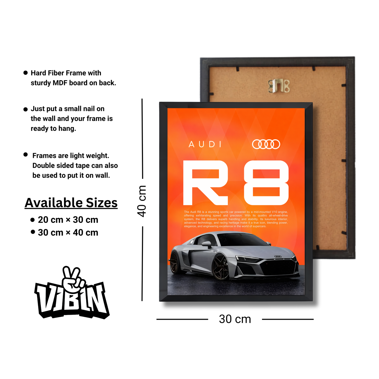 Gray Audi R8 orange poster #26