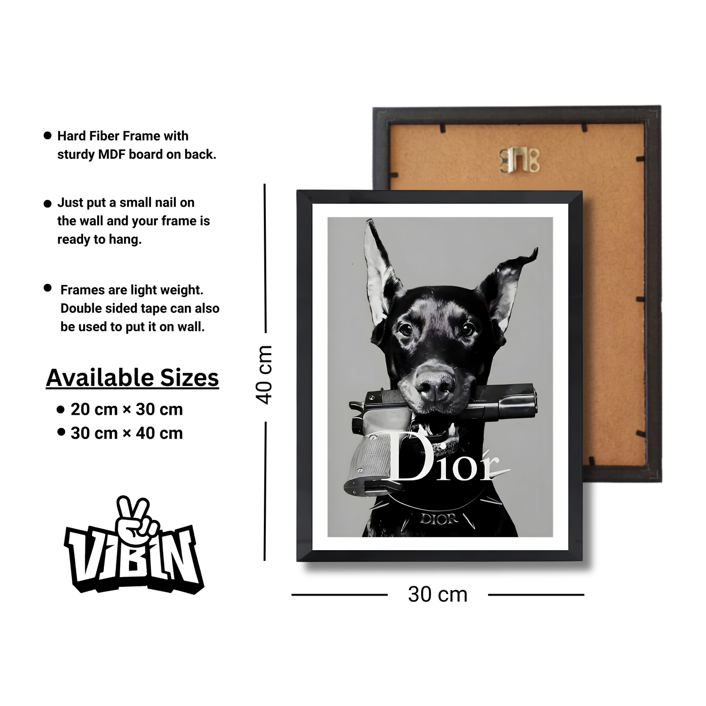 Doberman with Gun and Dior Logo Girly Poster #449