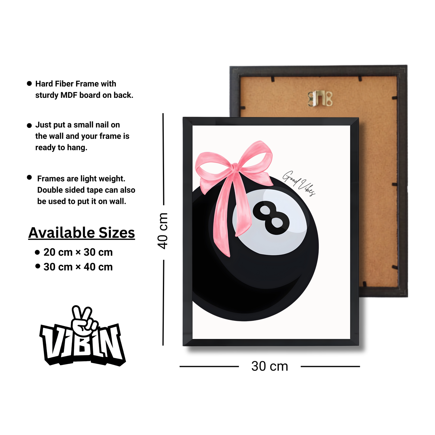 black eight-ball with a feminine pink ribbon bow Girly Poster #470