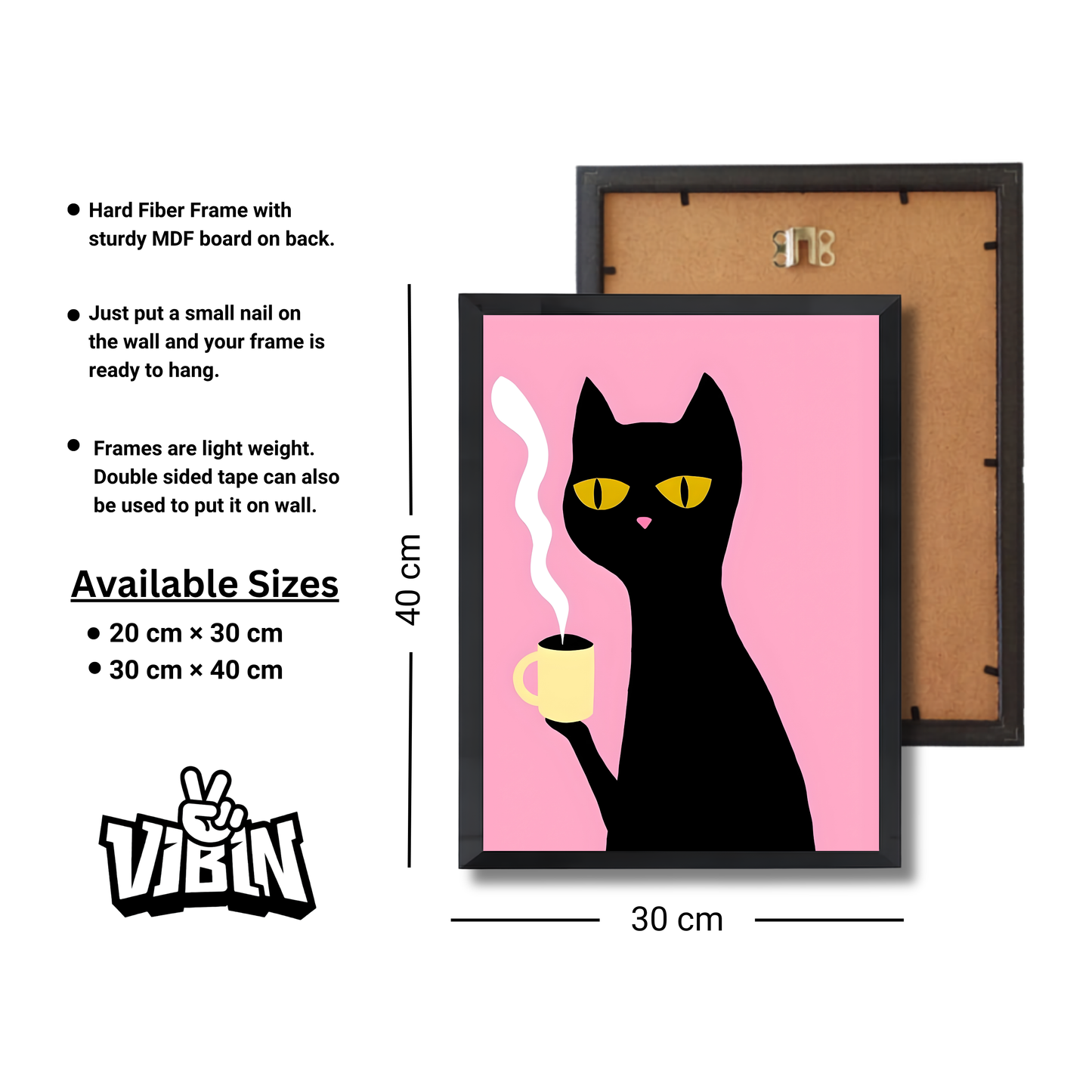 Black Cat with Coffee Cup Girly Poster #476