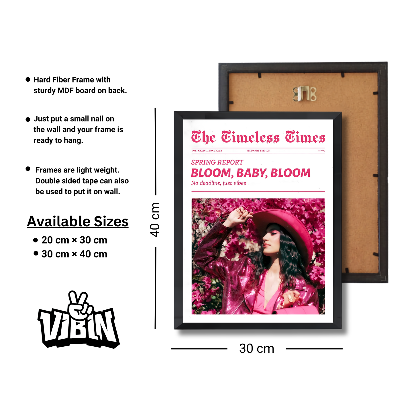 vintage-style "Timeless Times" newspaper poster art print featuring a pink cowgirl aesthetic Girly Poster #508