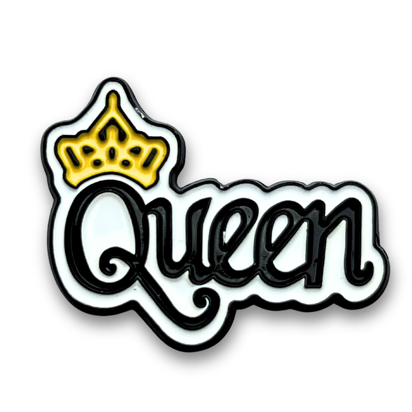Queen Script with Gold Royal Crown Metal Phone Sticker With 3M Sticky Backing