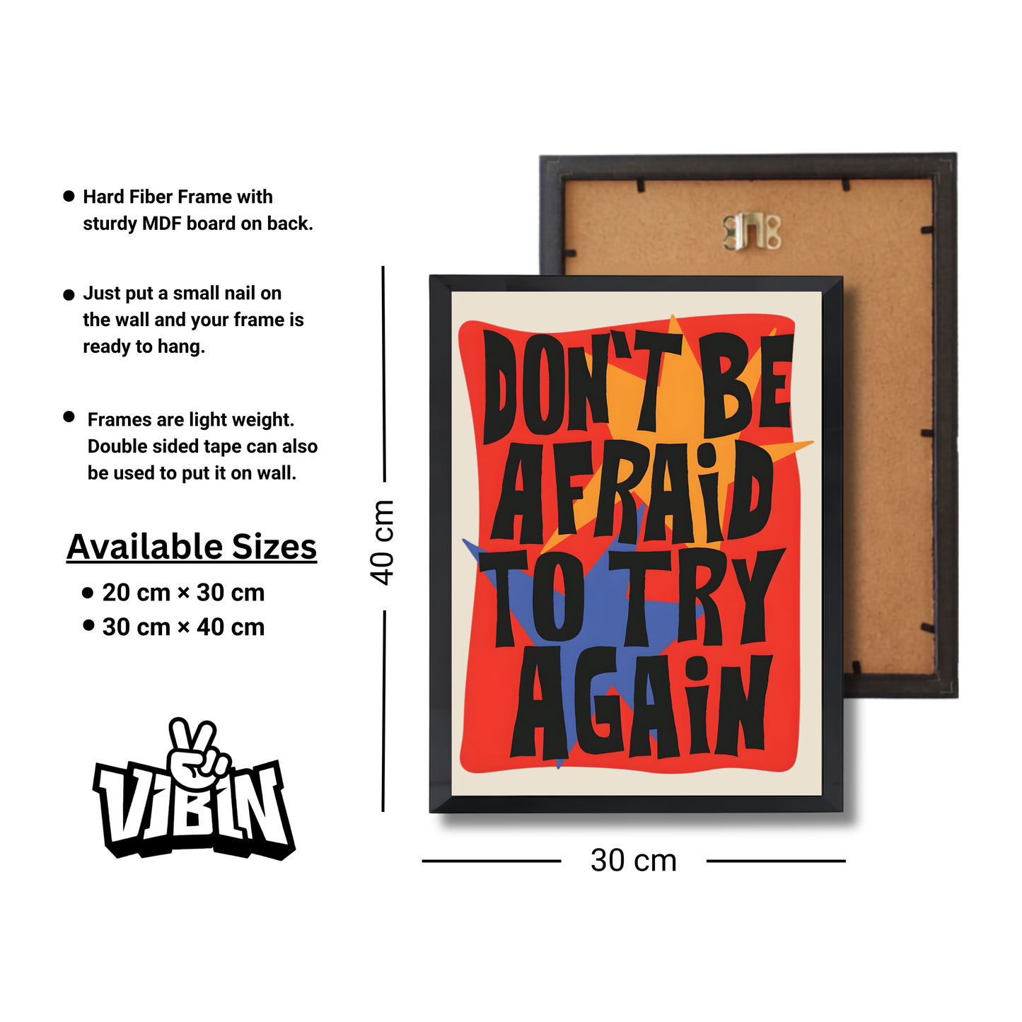 DON'T BE AFRAID TO TRY AGAIN Motivational Quote Poster #596