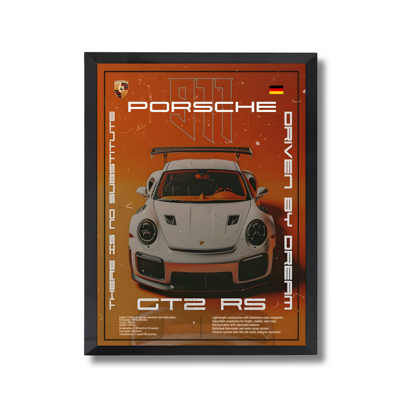 white porche GT2 RS orange poster #16