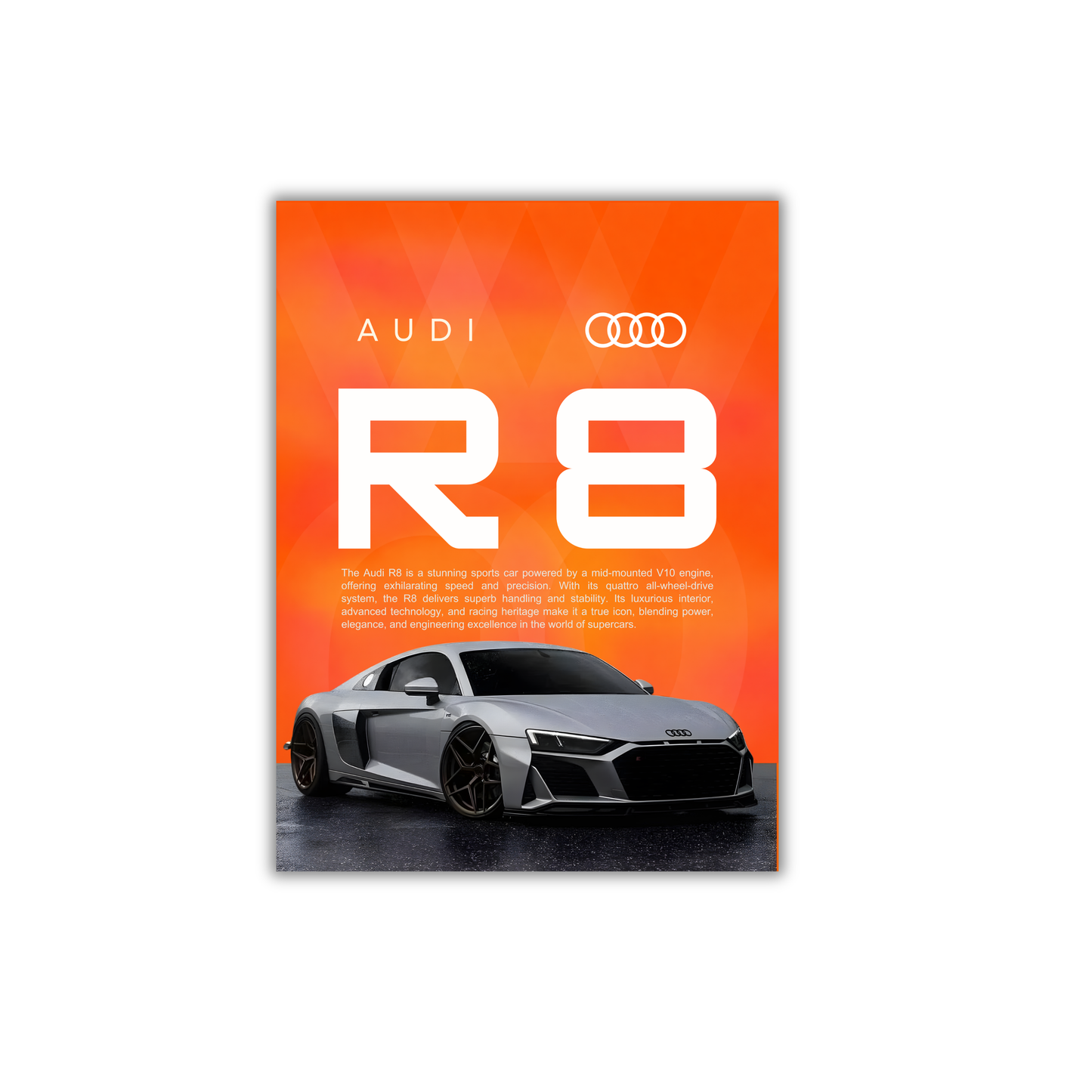 Gray Audi R8 orange poster #26