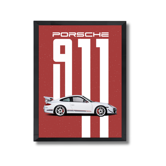 white porche 911 red poster #4