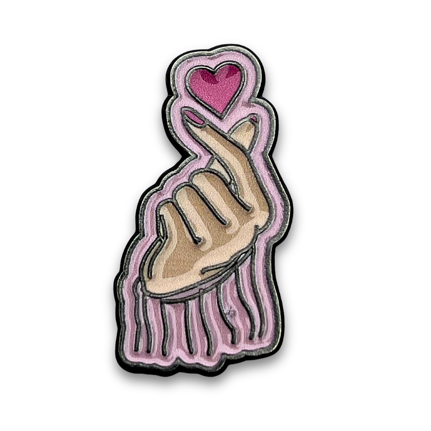 BTS Korean Finger Heart Metal Phone Sticker With 3M Sticky Backing