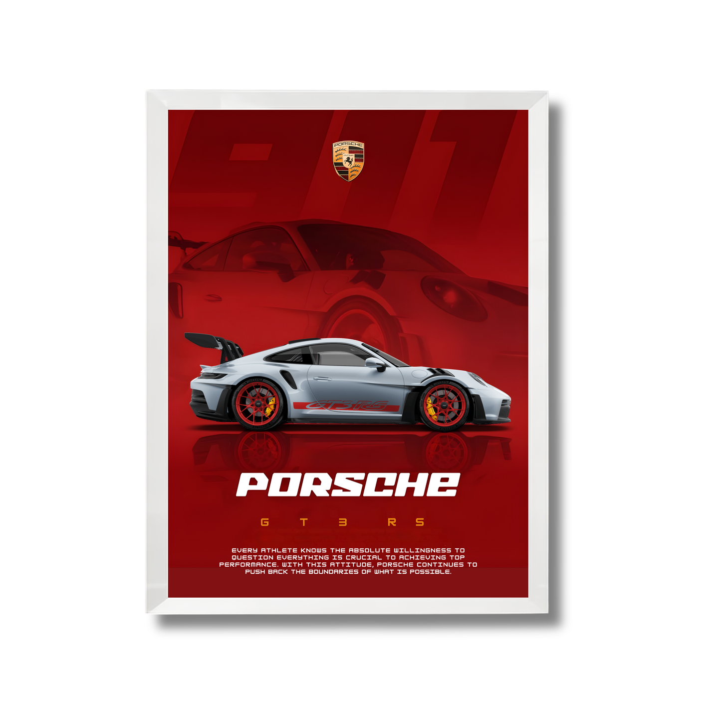 white porche 911 GT3 RS red poster #7
