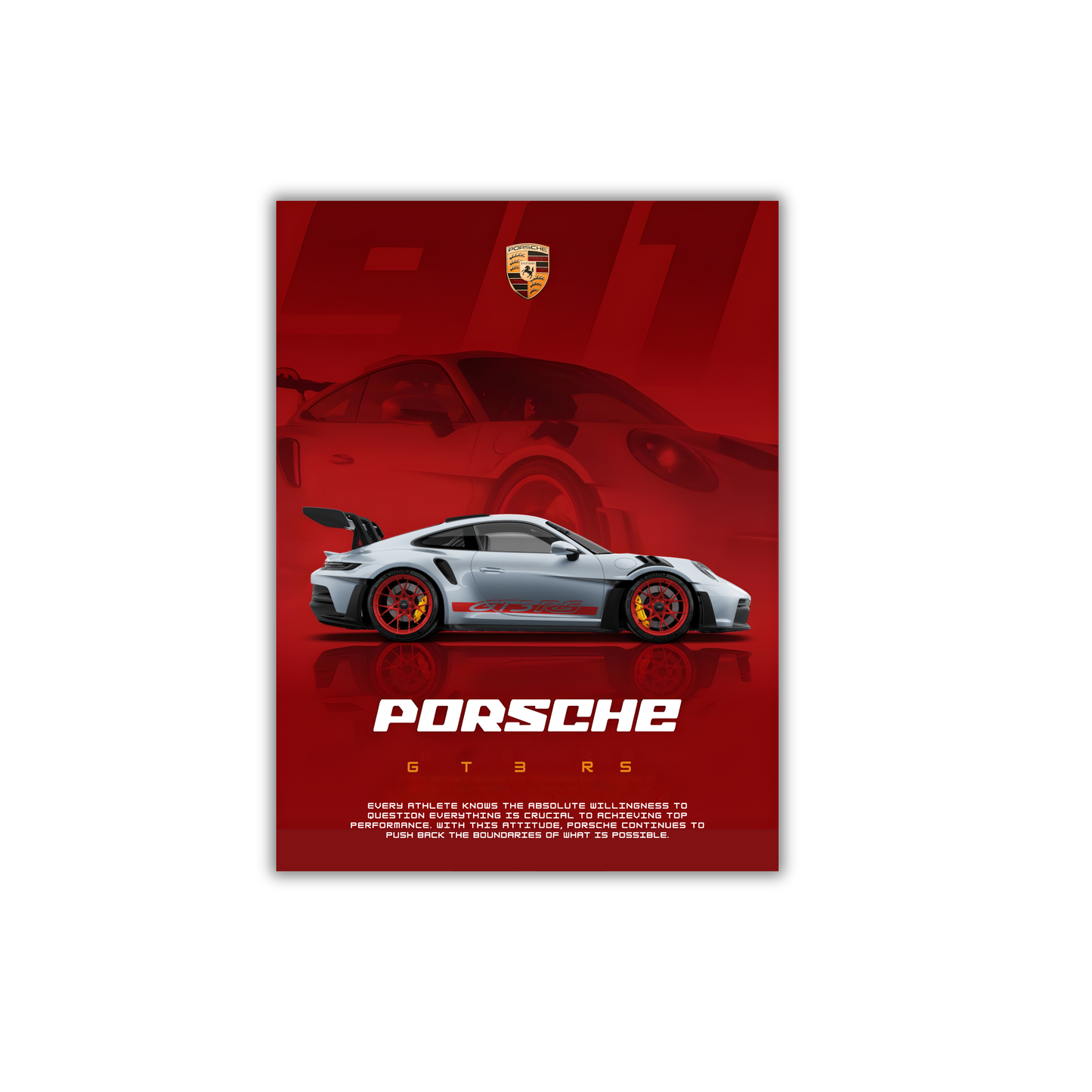 white porche 911 GT3 RS red poster #7