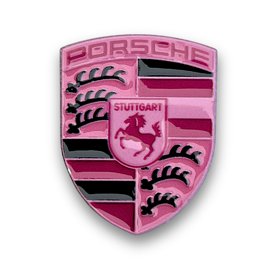 Pink Porsche Logo Metal Phone Sticker With 3M Sticky Backing
