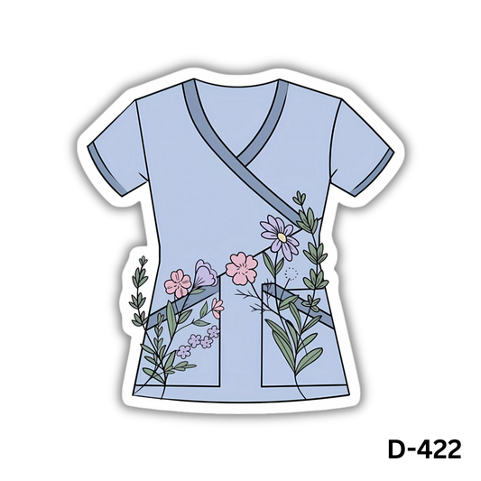 Scrub with Flowers sticker(D-422)