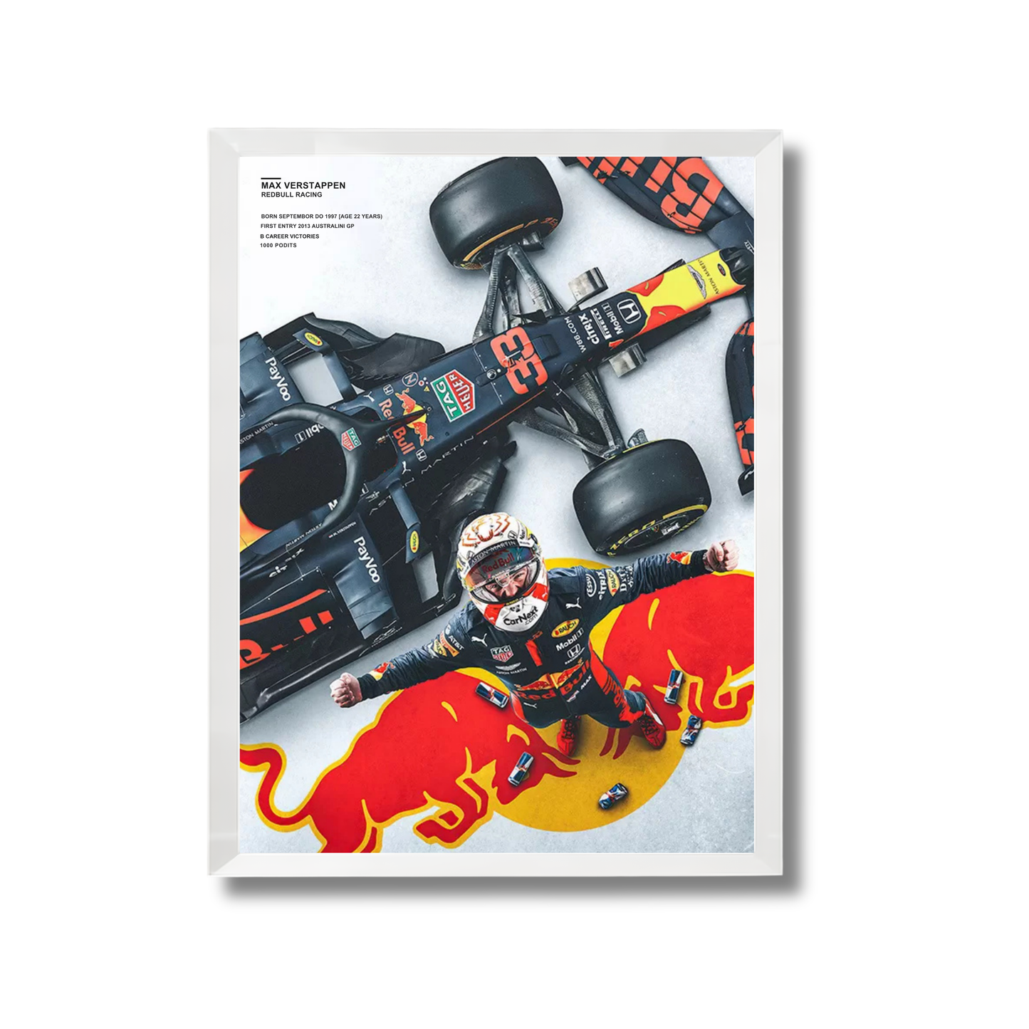 Red Bull Racing Formula 1 driver Max Verstappen and his racing car. Formula 1 Poster #699