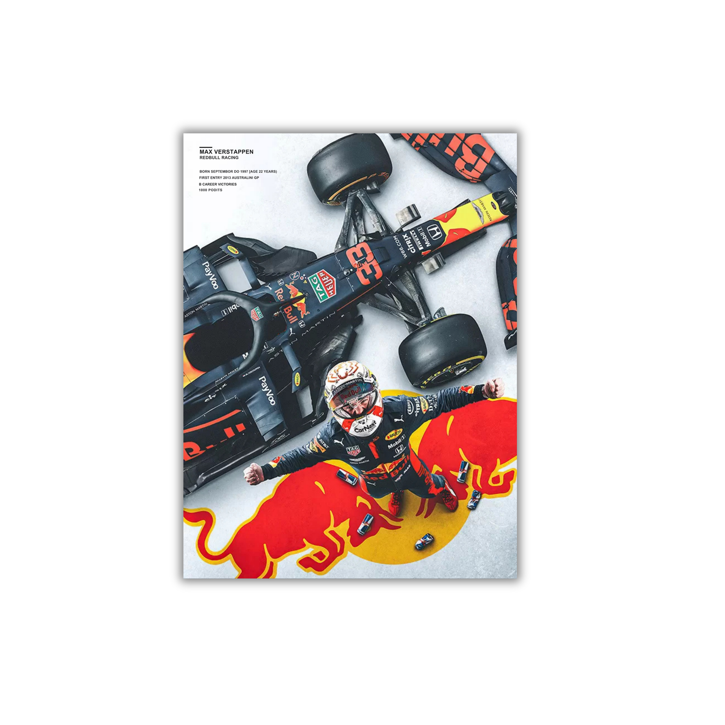 Red Bull Racing Formula 1 driver Max Verstappen and his racing car. Formula 1 Poster #699