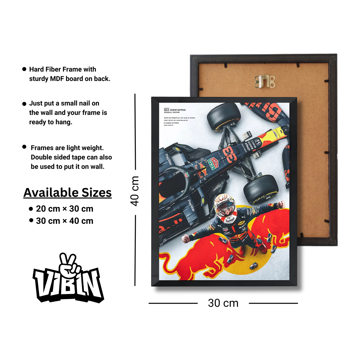 Red Bull Racing Formula 1 driver Max Verstappen and his racing car. Formula 1 Poster #699