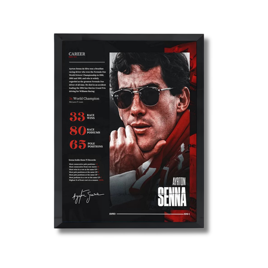 the career of the late Brazilian racing legend, Ayrton Senna. Formula 1 Poster #701