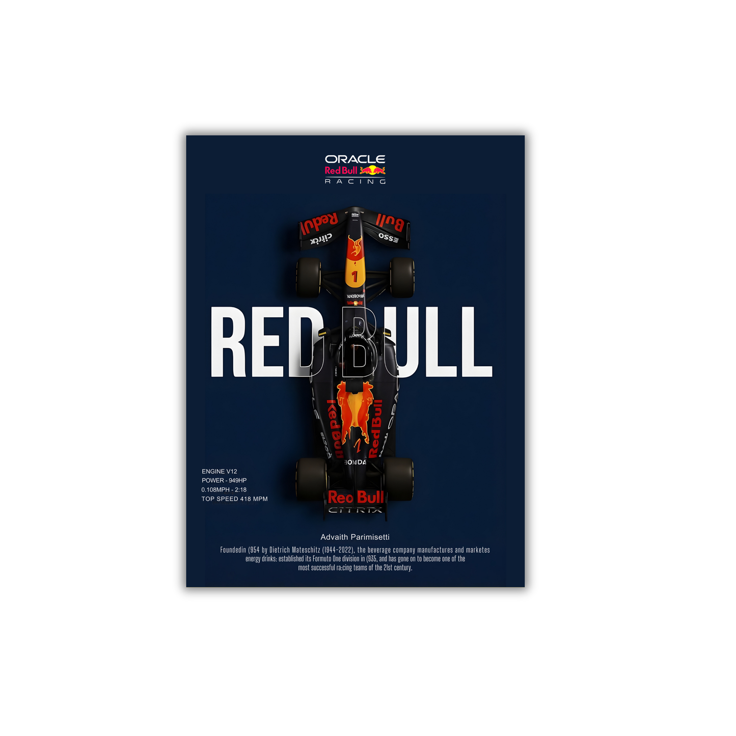 Oracle Red Bull Racing Formula 1 Poster #714