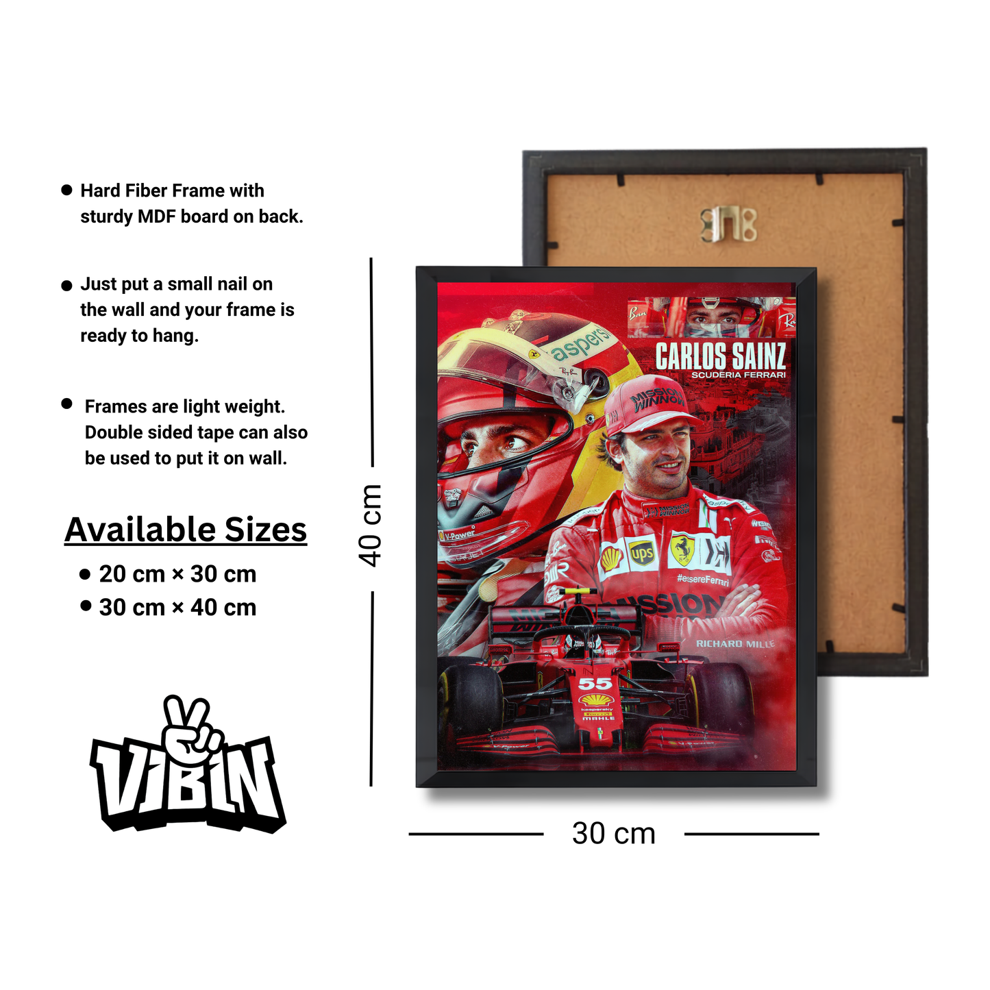Carlos Sainz Jr. with his Scuderia Ferrari team. F1 Poster #772