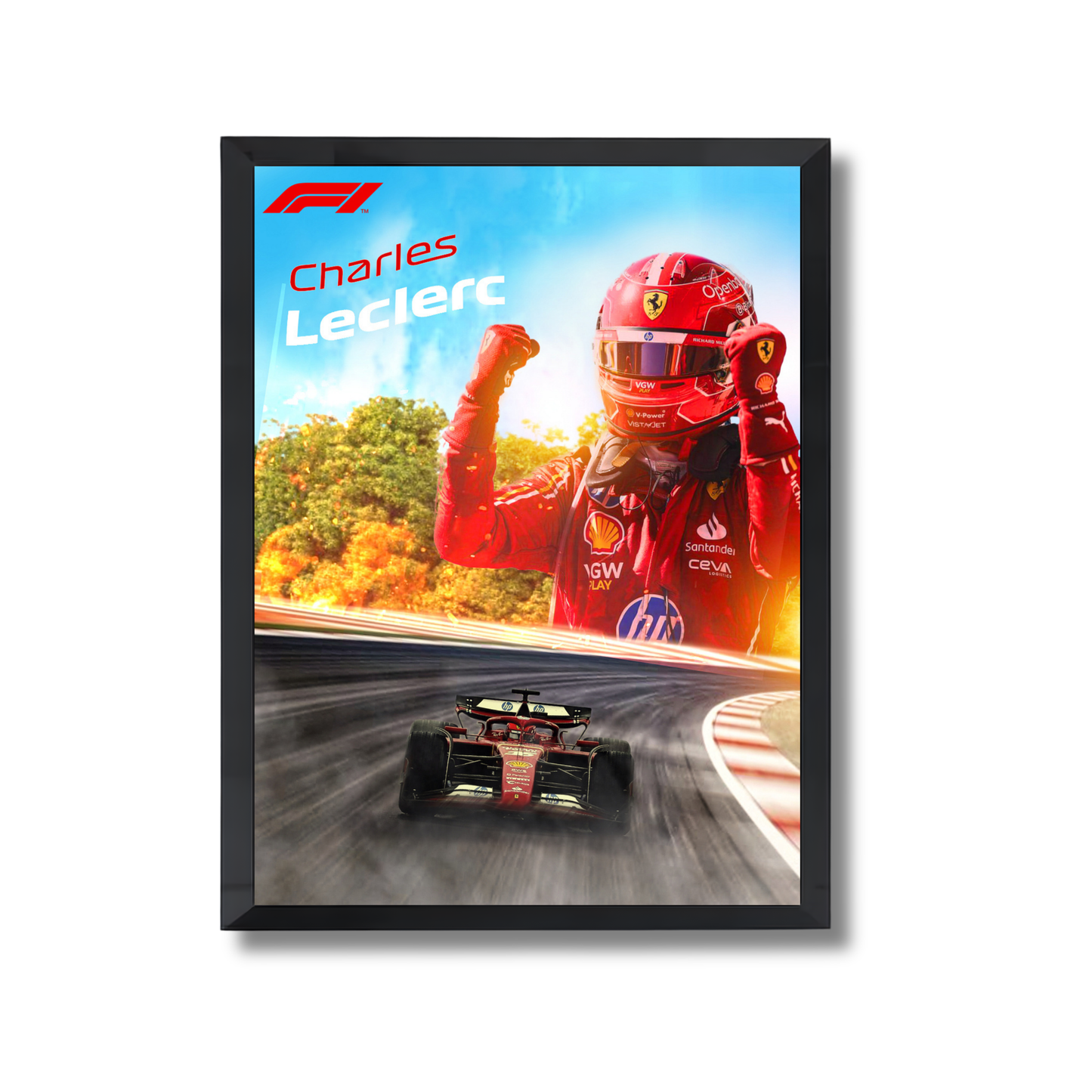 Scuderia Ferrari Formula 1 driver Charles Leclerc celebrating a race victory Formula 1 Poster #755