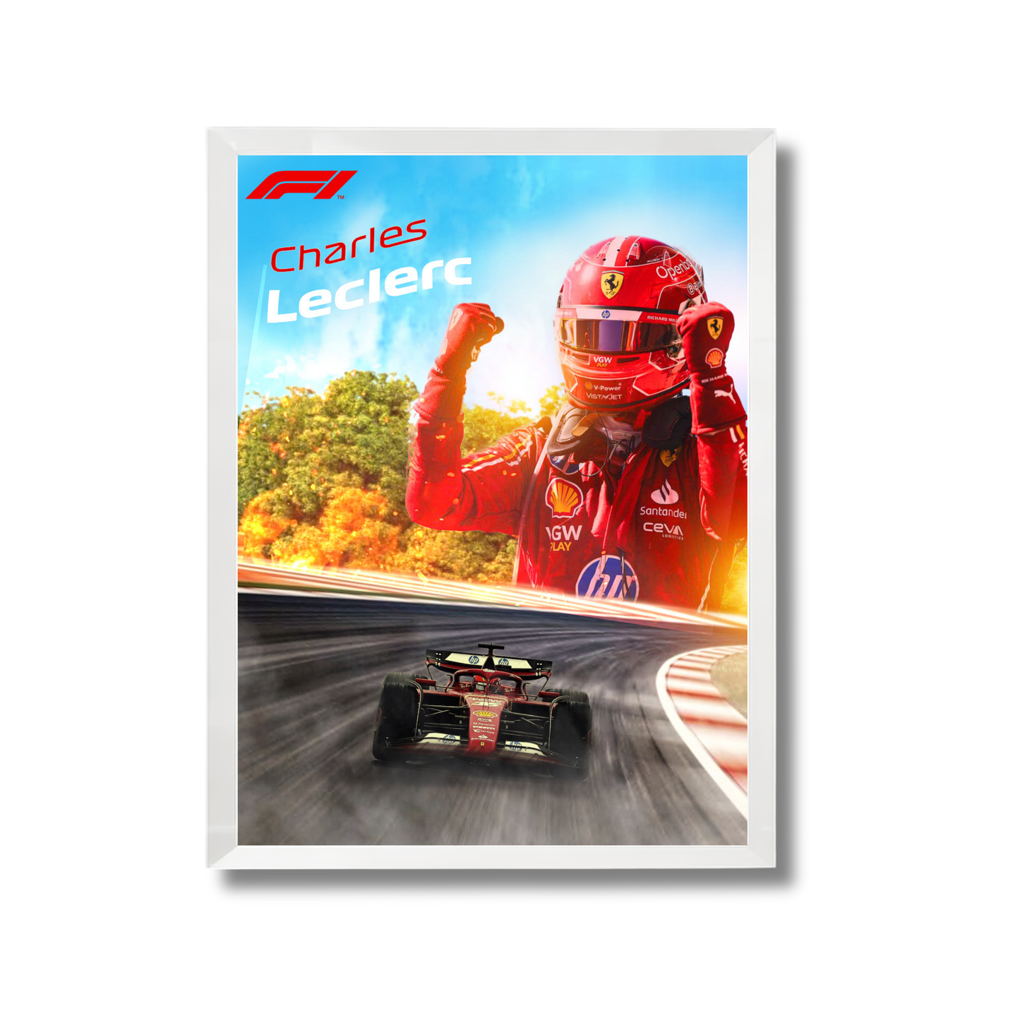 Scuderia Ferrari Formula 1 driver Charles Leclerc celebrating a race victory Formula 1 Poster #755