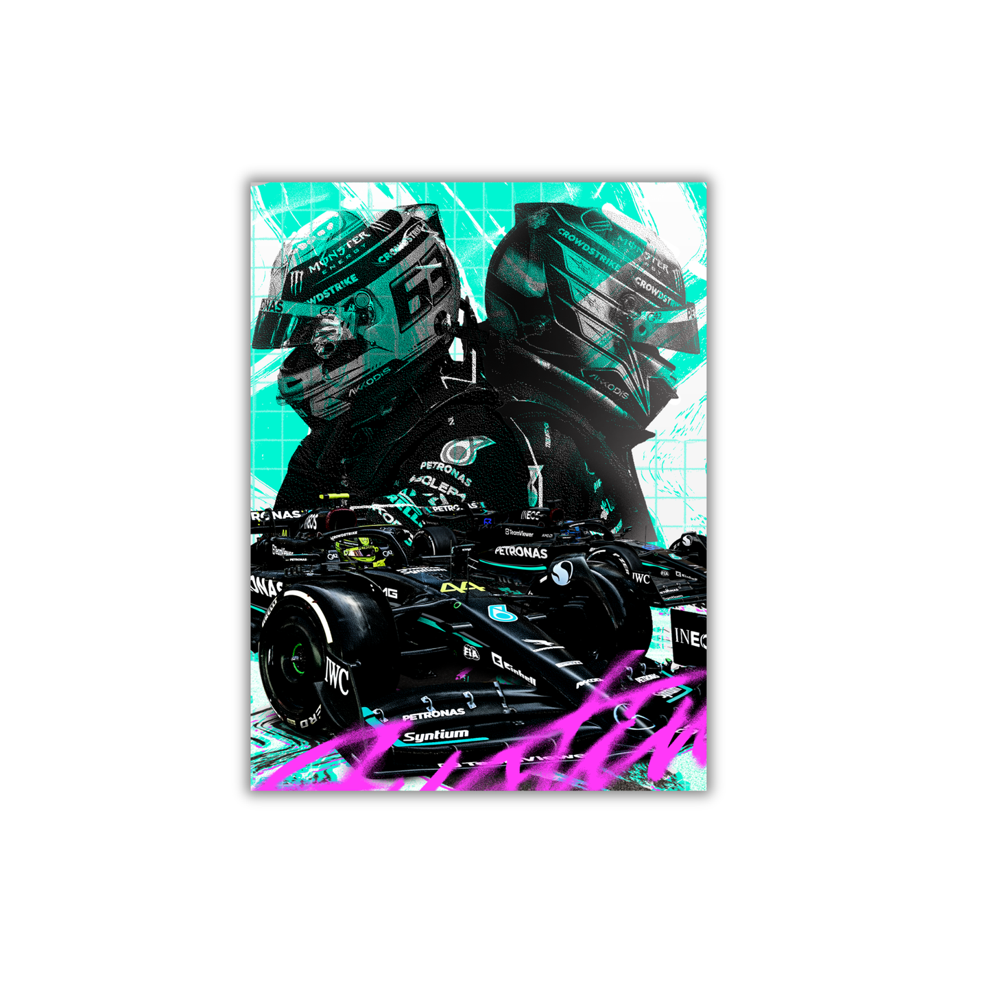 Lewis Hamilton and George Russell of the Mercedes-AMG PETRONAS F1 Team. Formula 1 Poster #733