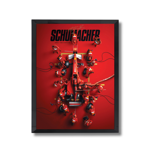 Michael Schumacher's iconic 2000 Japanese Grand Prix pit stop for Scuderia Ferrari. Formula 1 Poster #761