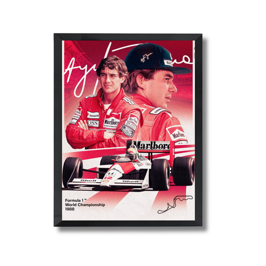 Ayrton Senna, a legendary Brazilian Formula 1 driver, created by artist VickDesign. Formula 1 Poster #763