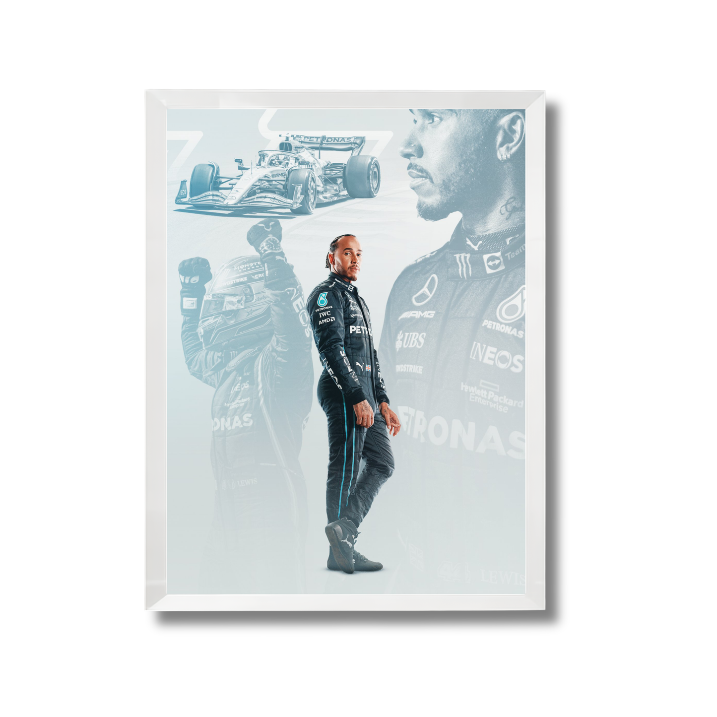 Lewis Hamilton wearing a black racing suit from the Mercedes-AMG PETRONAS F1 Team. Formula 1 Poster #738