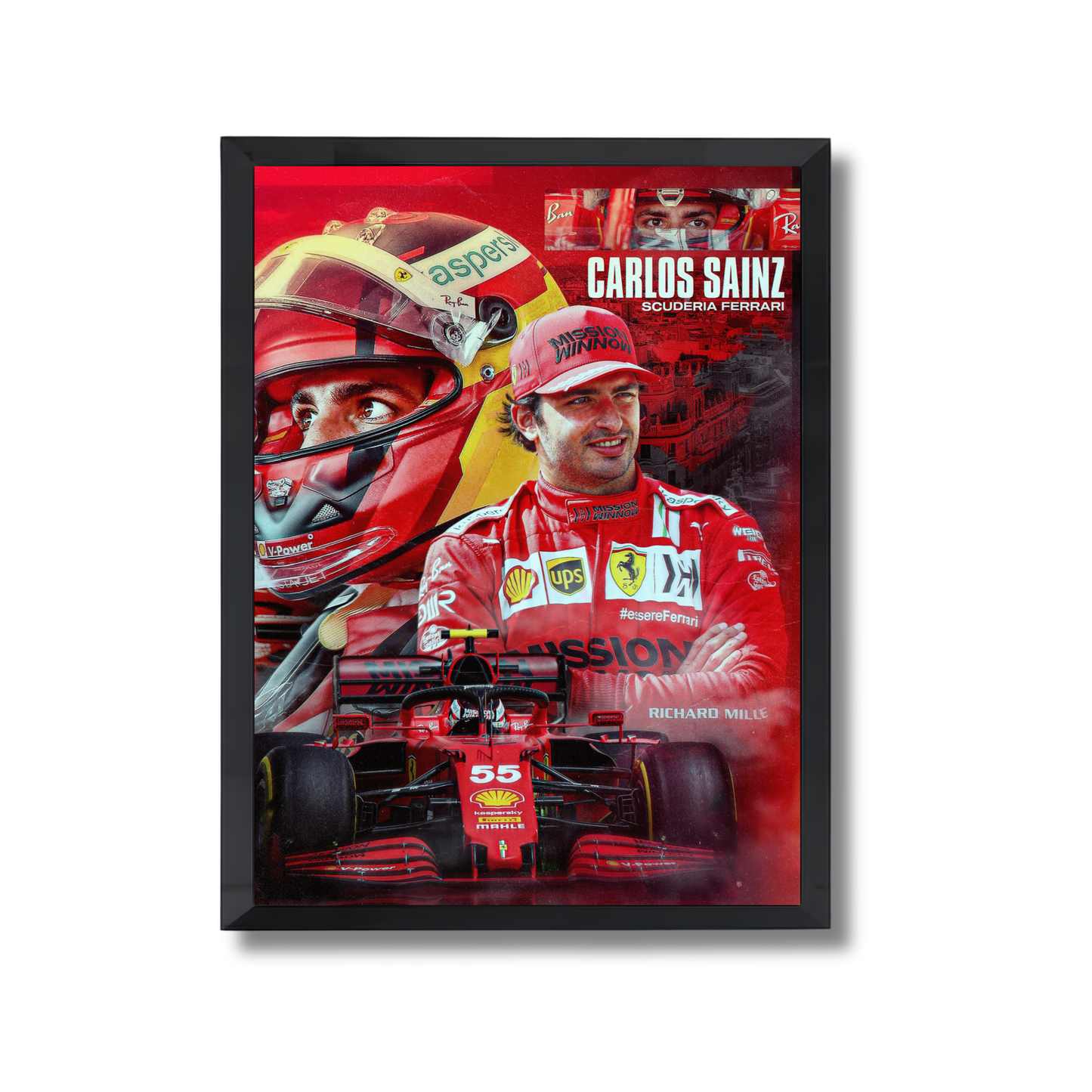 Carlos Sainz Jr. with his Scuderia Ferrari team. F1 Poster #772