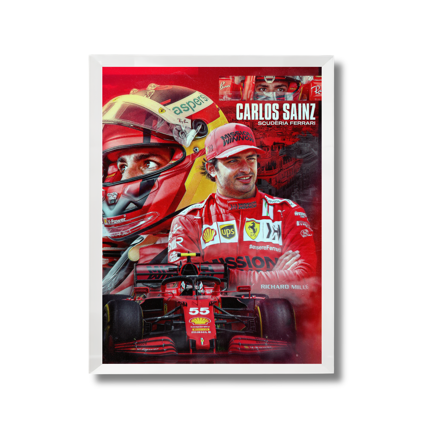 Carlos Sainz Jr. with his Scuderia Ferrari team. F1 Poster #772