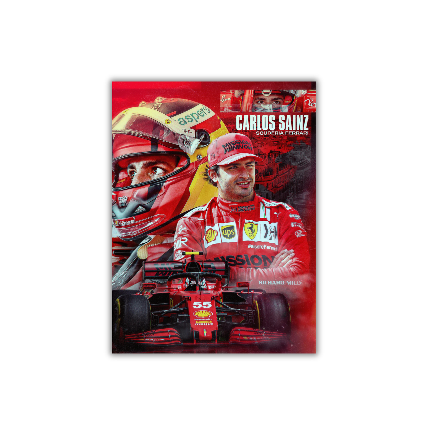 Carlos Sainz Jr. with his Scuderia Ferrari team. F1 Poster #772