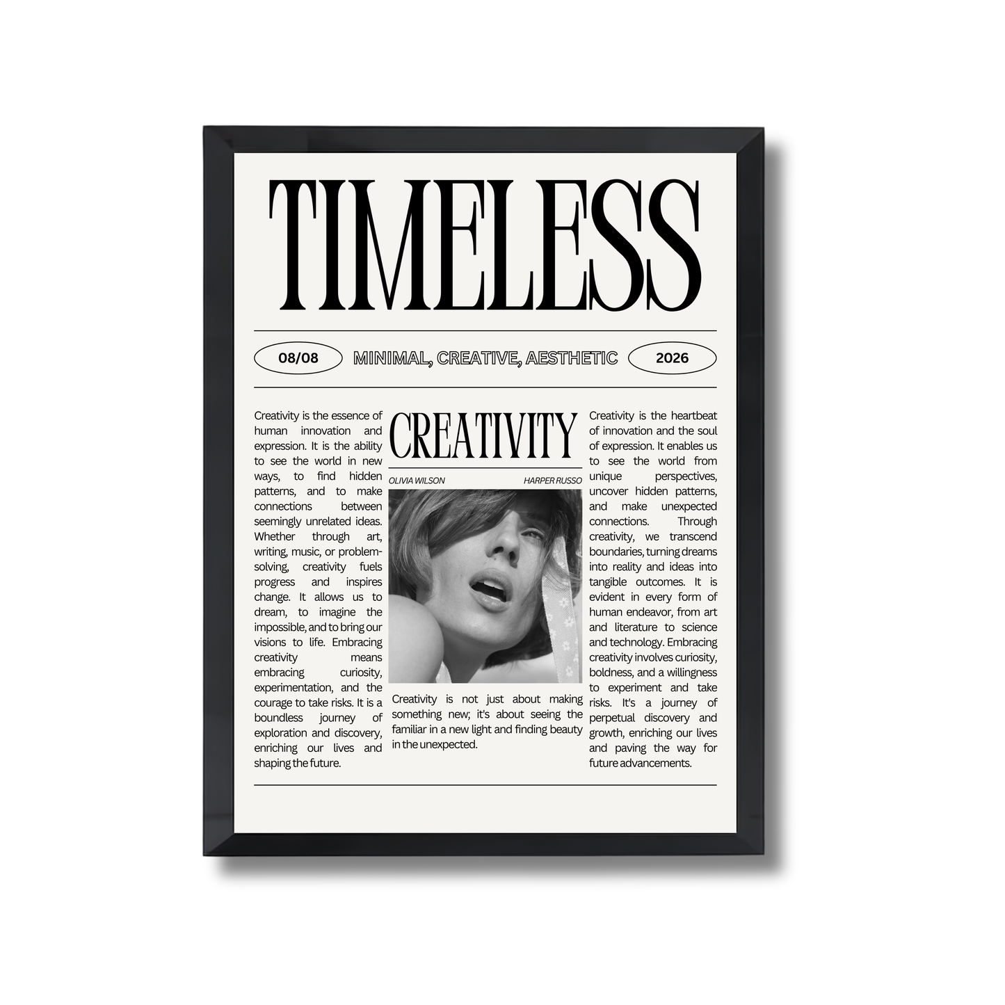 Black and White Simple Creative Quote Typography Newspaper Girly Poster #563