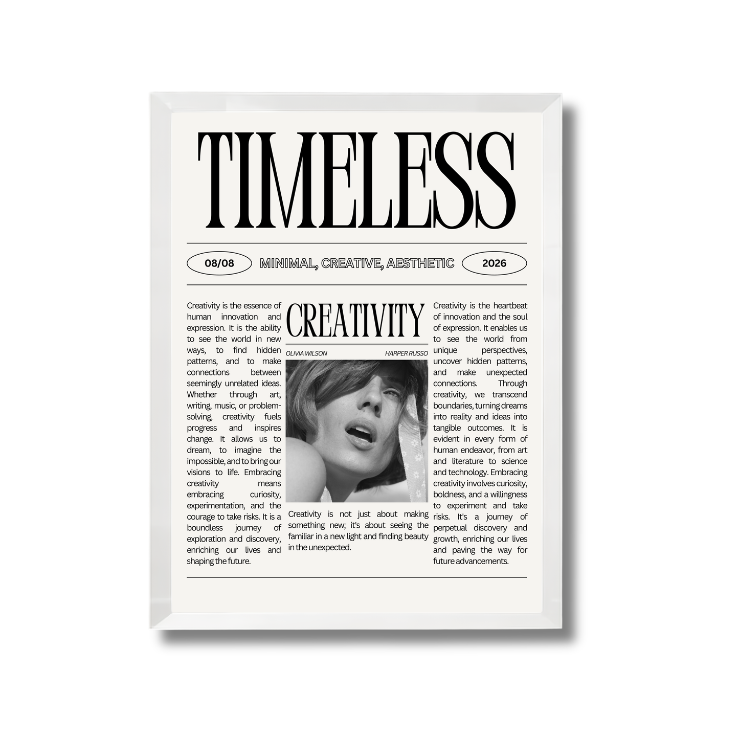 Black and White Simple Creative Quote Typography Newspaper Girly Poster #563