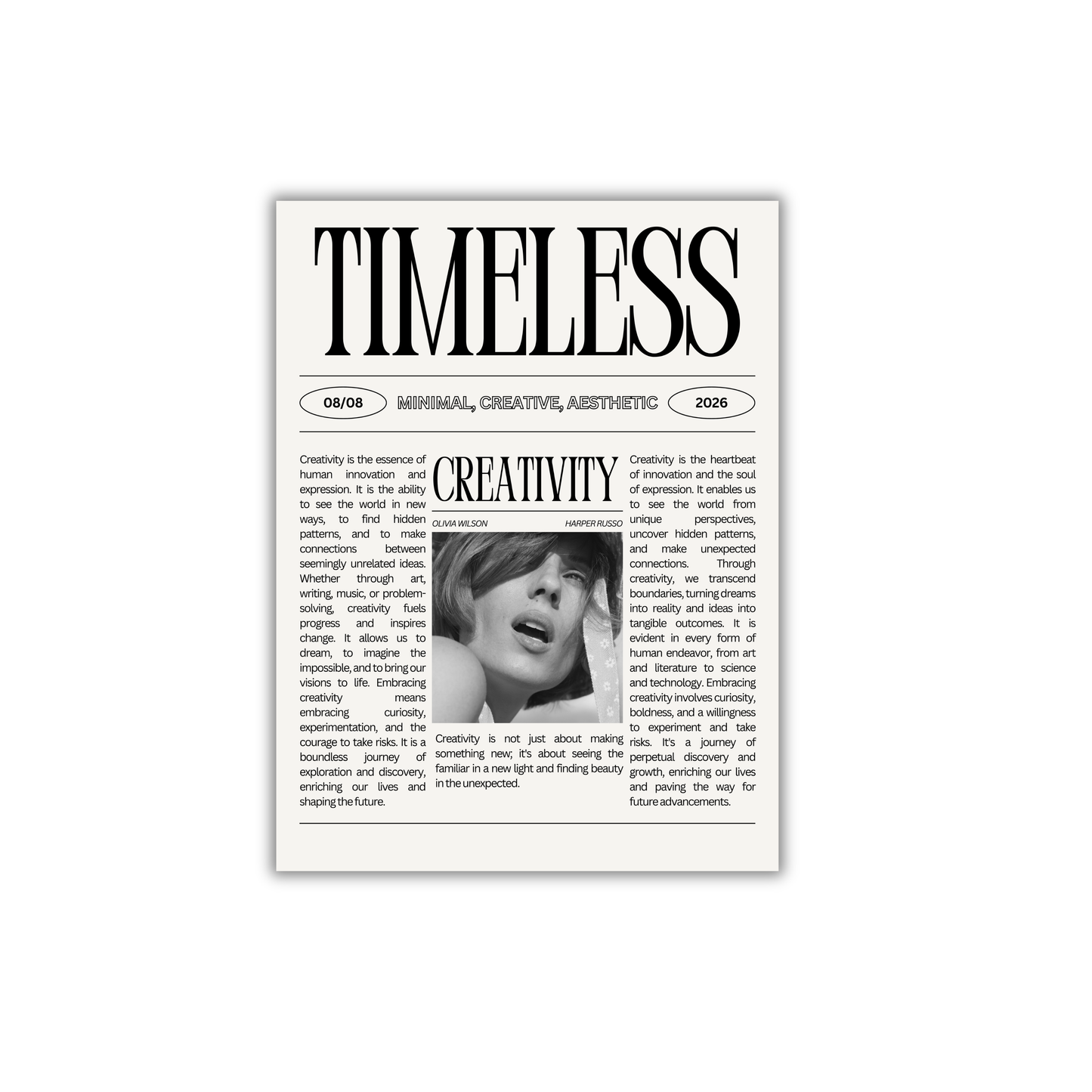 Black and White Simple Creative Quote Typography Newspaper Girly Poster #563
