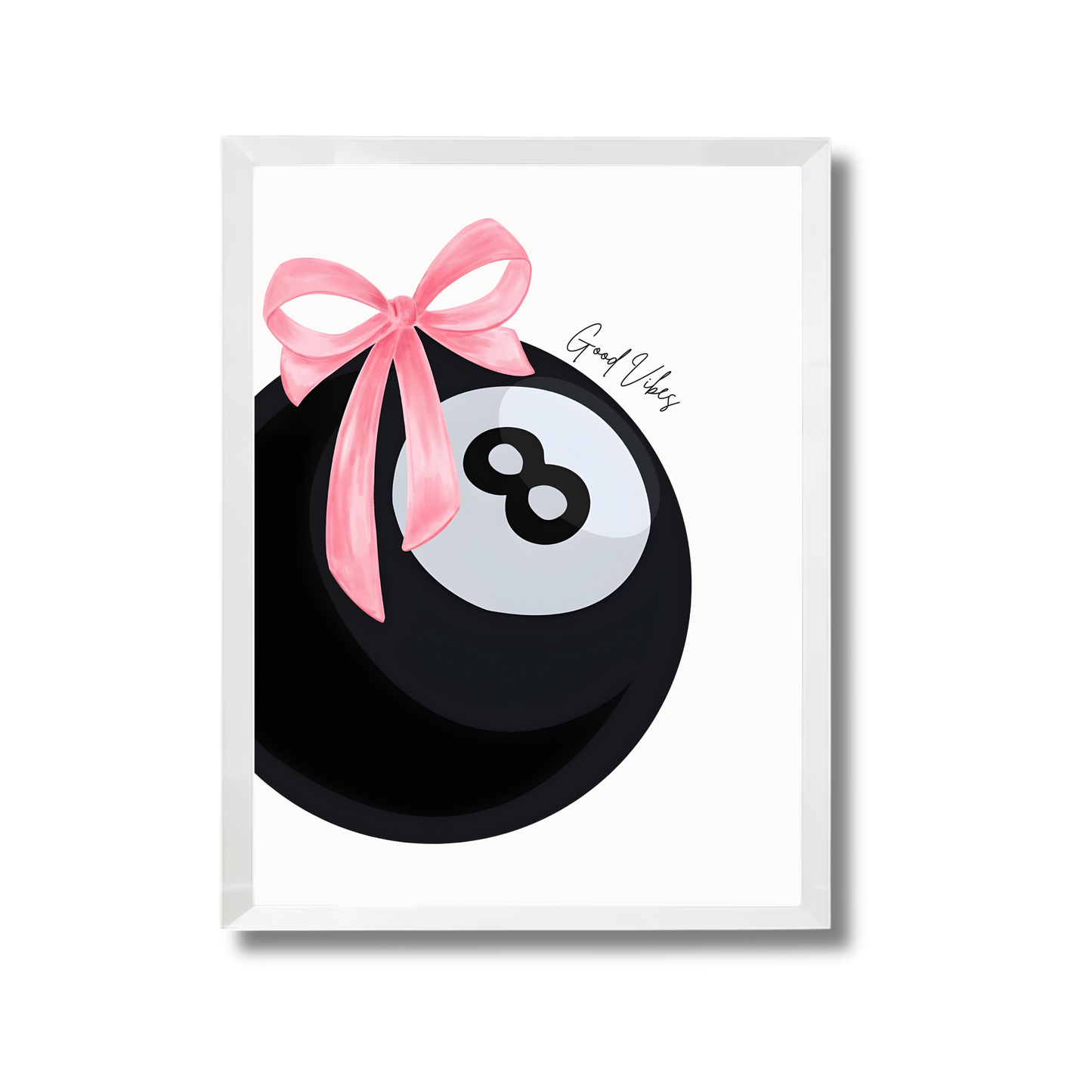 black eight-ball with a feminine pink ribbon bow Girly Poster #470