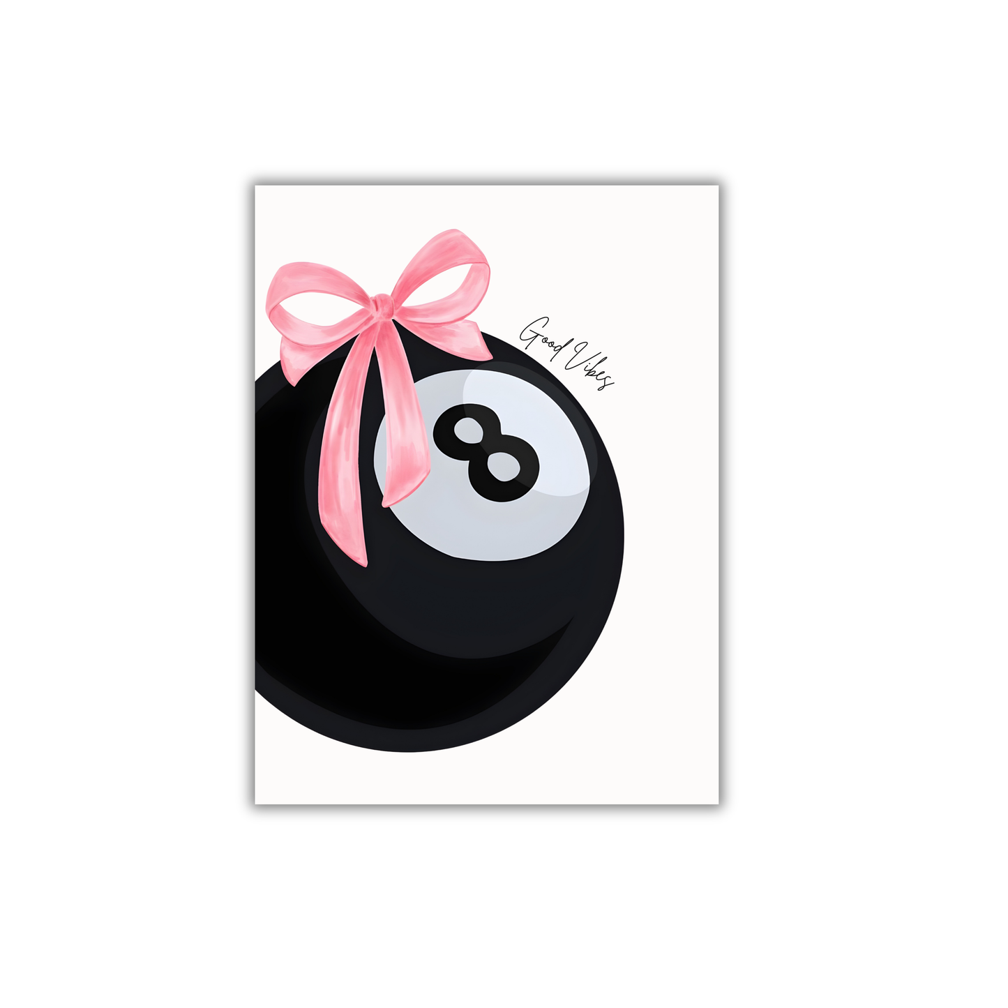 black eight-ball with a feminine pink ribbon bow Girly Poster #470