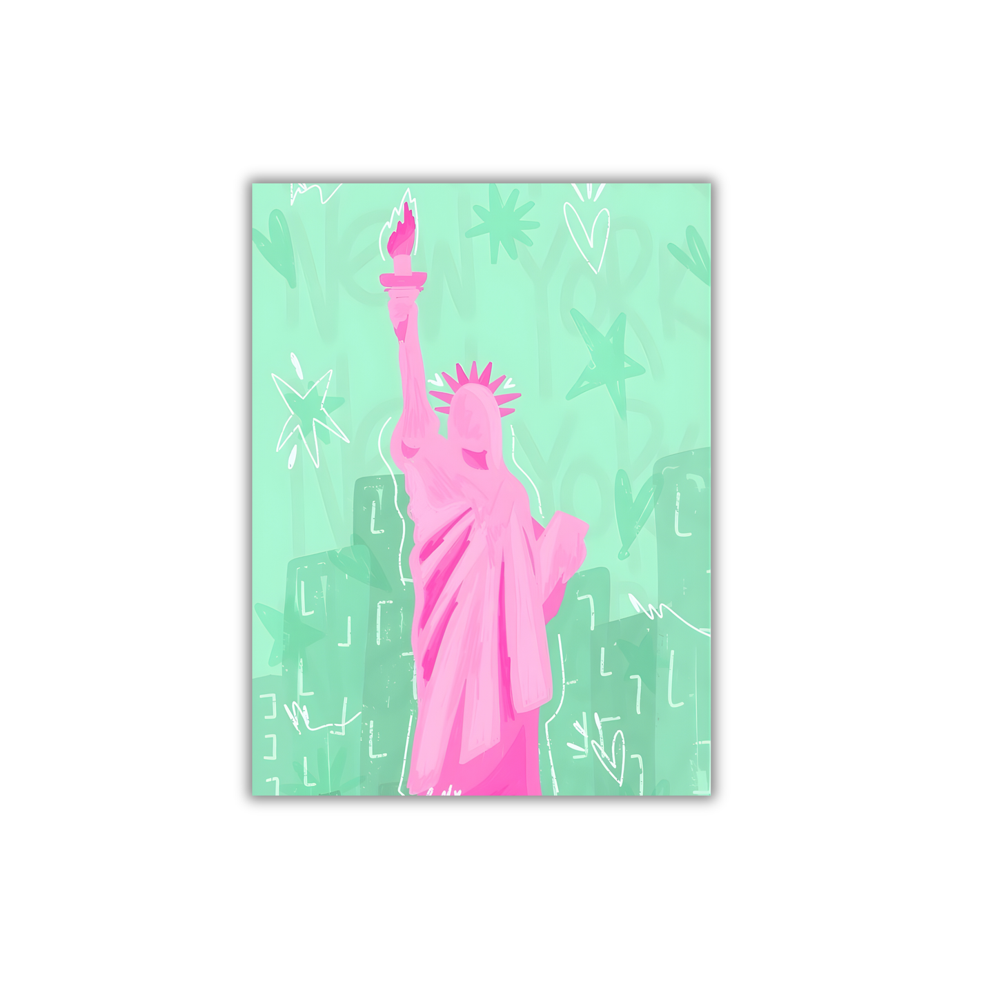 Pink Statue of Liberty Girly Poster #473