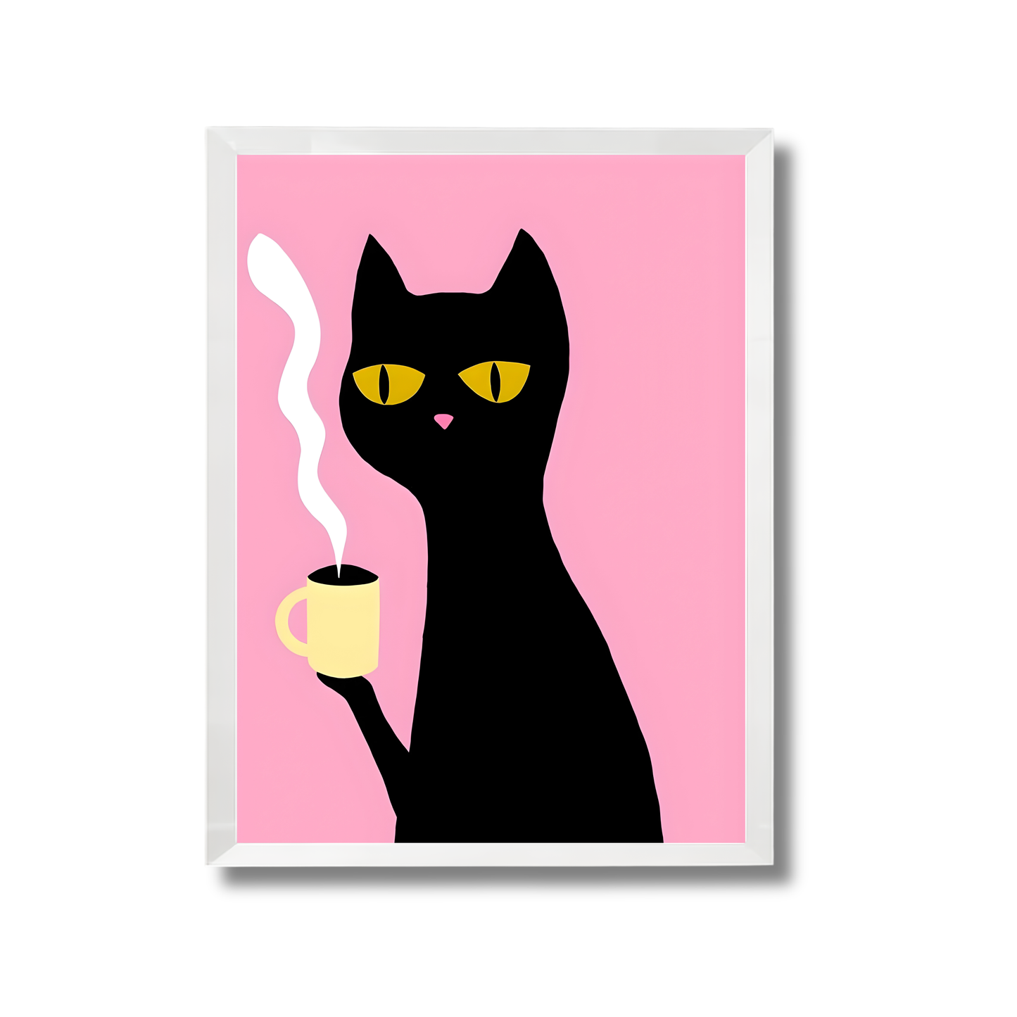 Black Cat with Coffee Cup Girly Poster #476