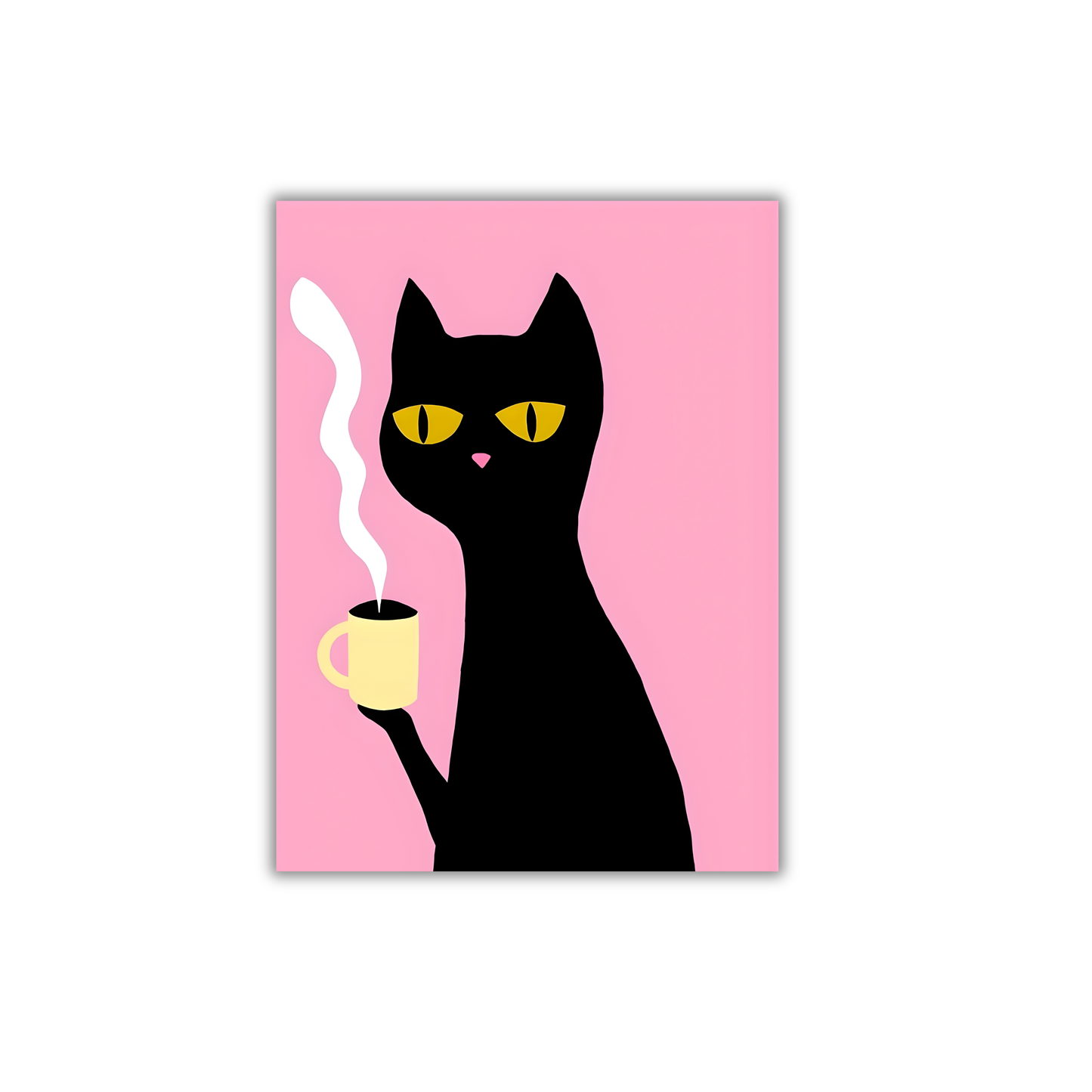 Black Cat with Coffee Cup Girly Poster #476