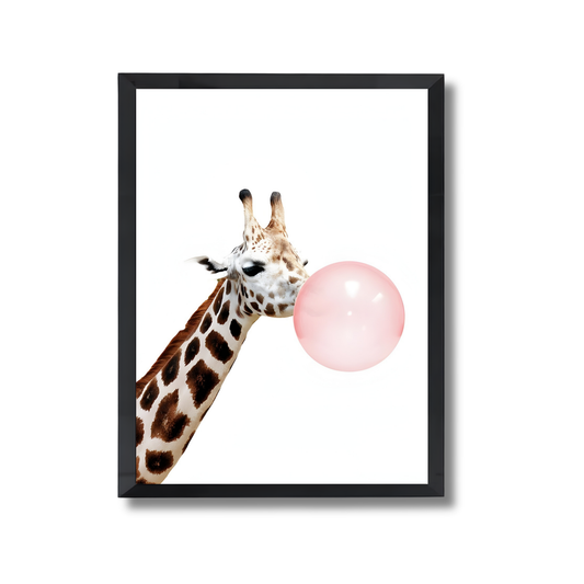 Giraffe Pink bubble gum Minimalistic Modern Art Girly Poster #499