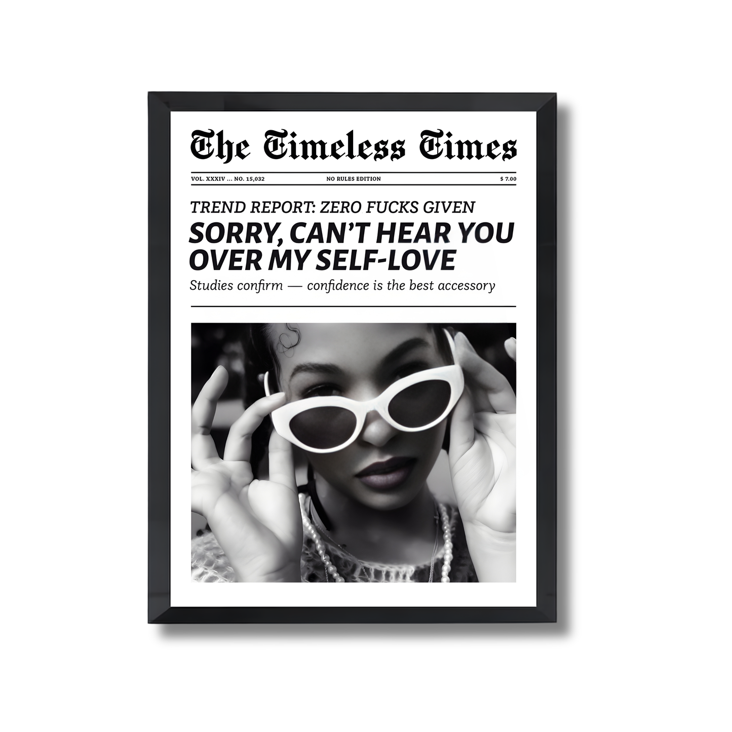 Trendy Retro Y2K Newspaper Print Funky Quote Girly Poster #504