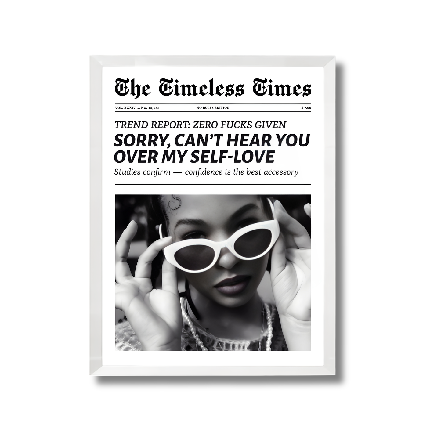 Trendy Retro Y2K Newspaper Print Funky Quote Girly Poster #504