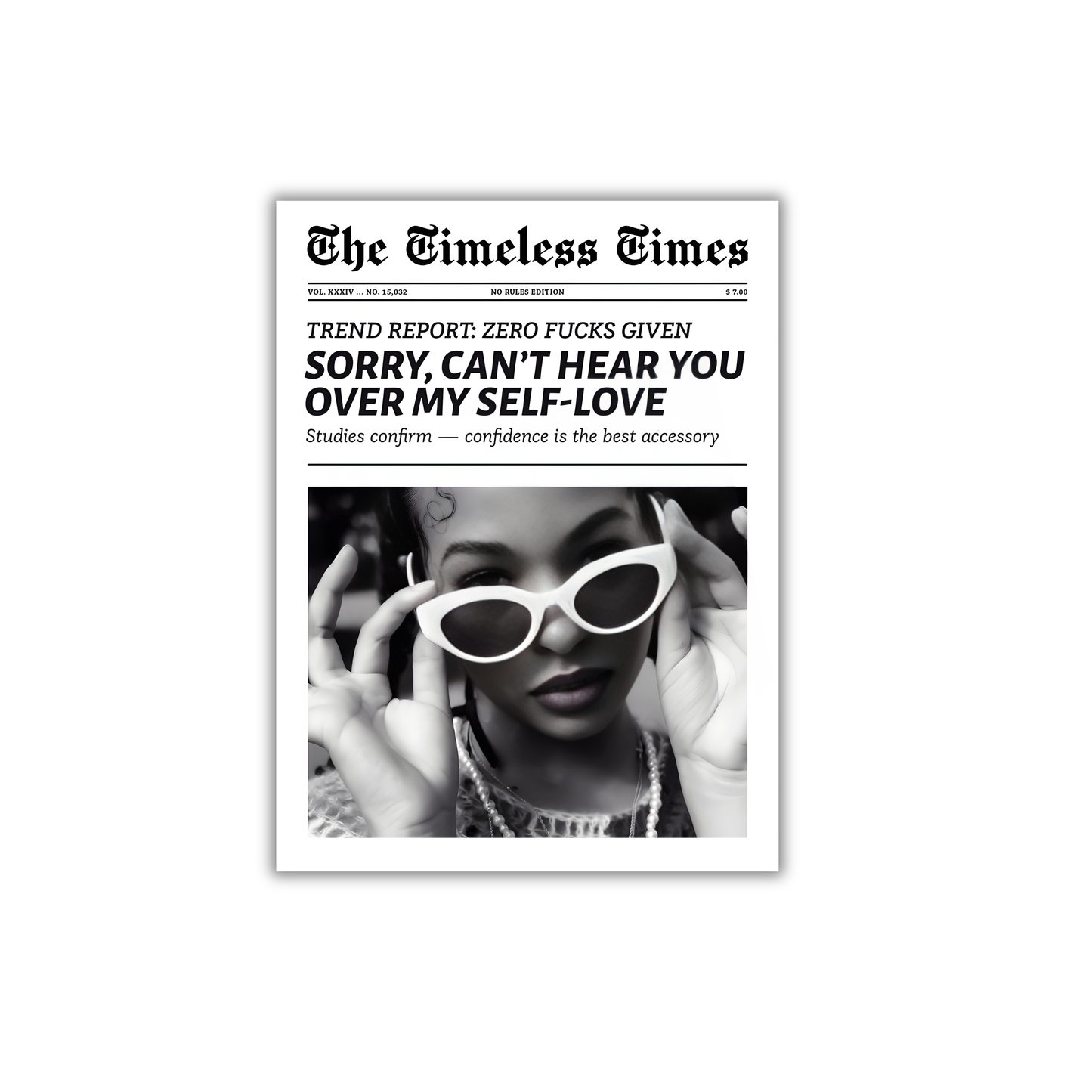 Trendy Retro Y2K Newspaper Print Funky Quote Girly Poster #504