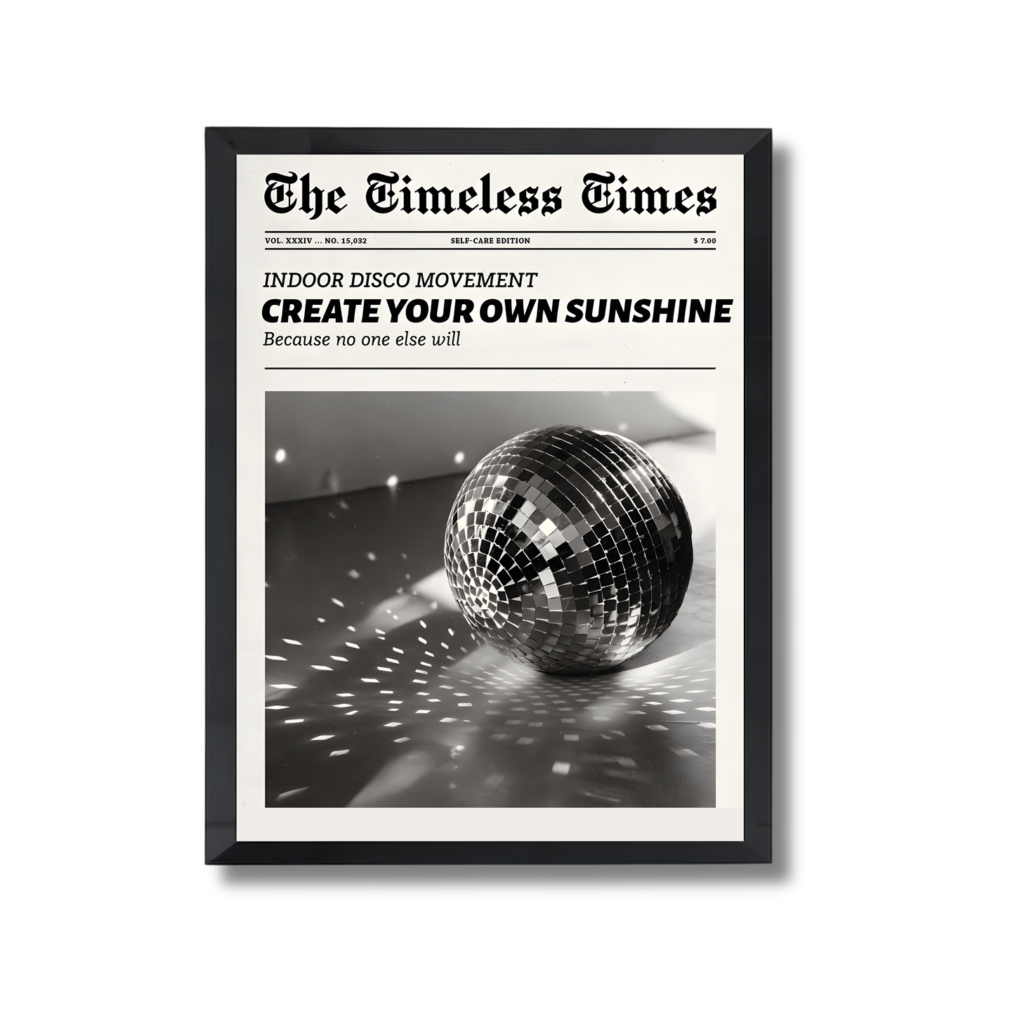 Disco Aesthetic Black And White Newspaper Print Funky Girly Poster #505