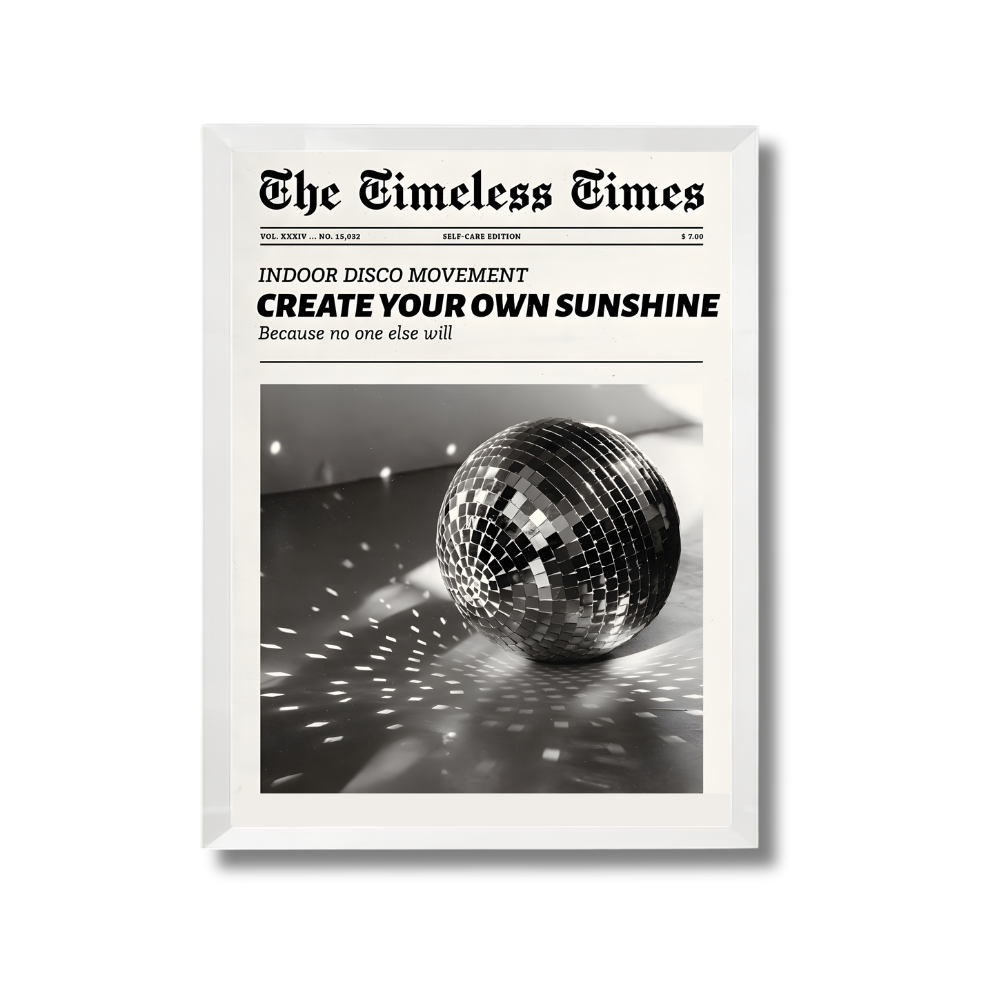 Disco Aesthetic Black And White Newspaper Print Funky Girly Poster #505