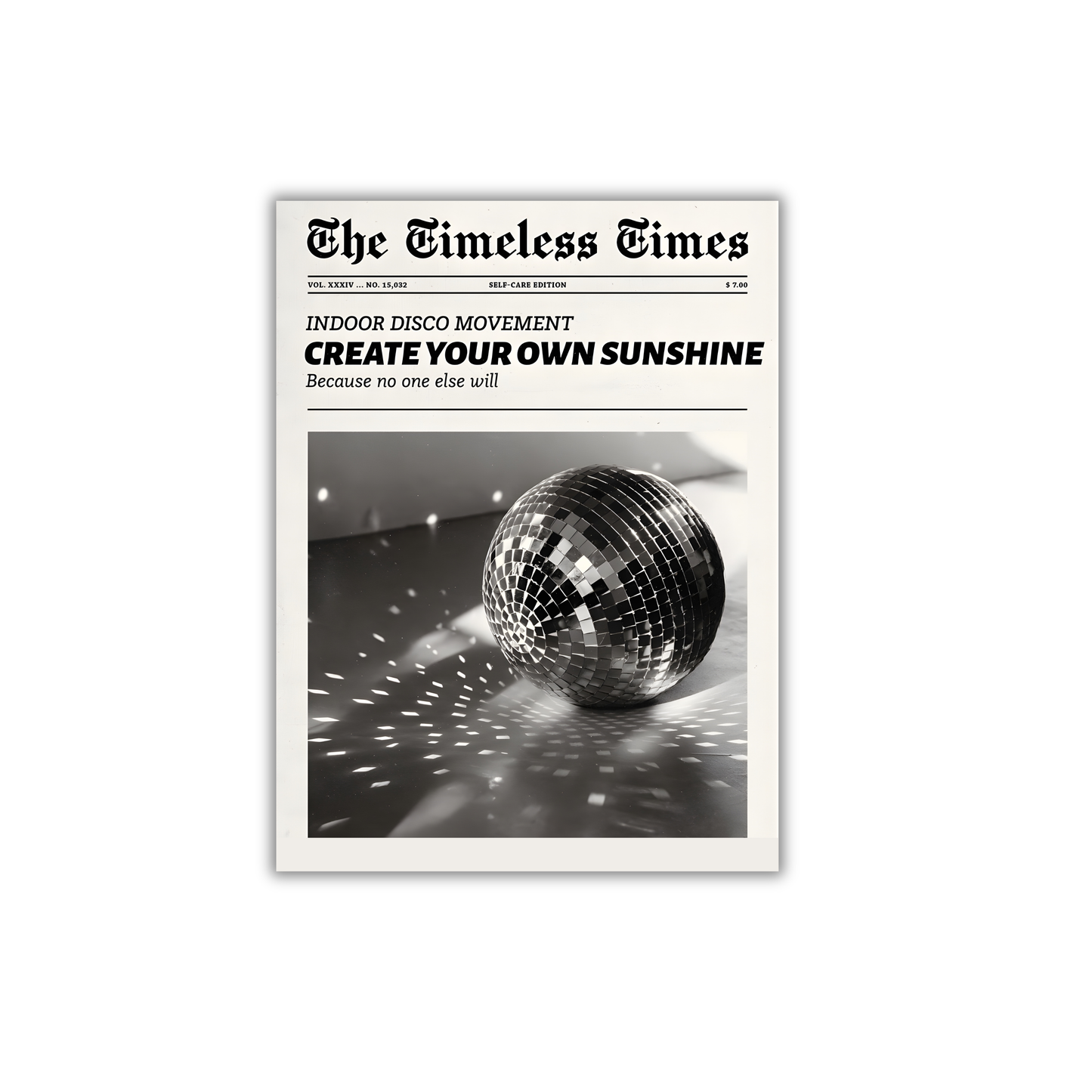Disco Aesthetic Black And White Newspaper Print Funky Girly Poster #505