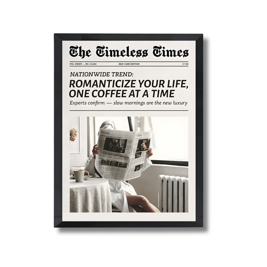 Coffee Black And White Trendy Newspaper Girly Poster #507