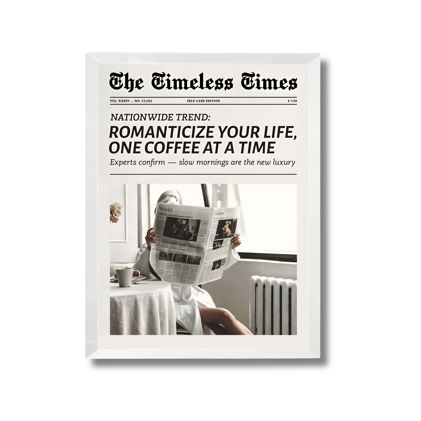 Coffee Black And White Trendy Newspaper Girly Poster #507