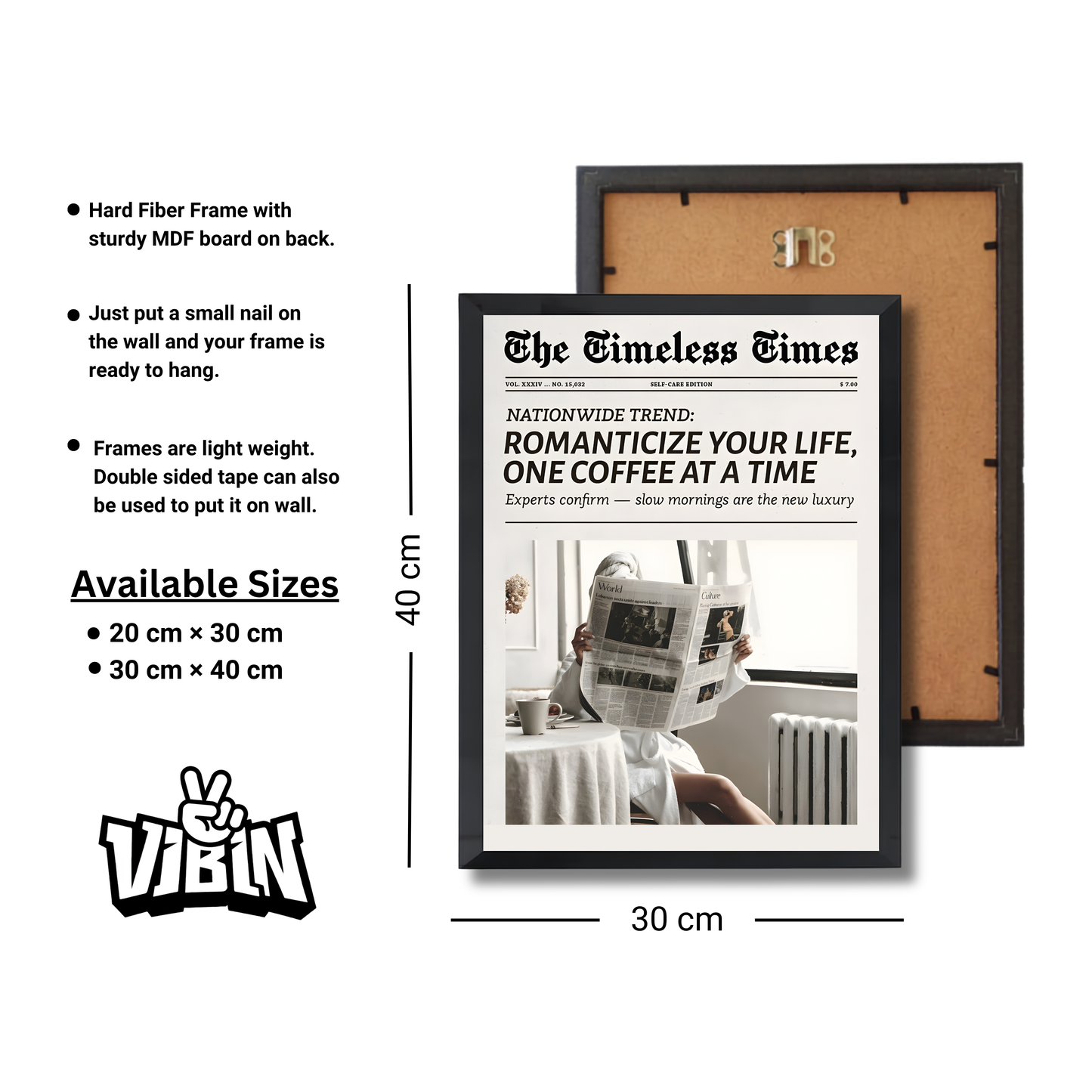 Coffee Black And White Trendy Newspaper Girly Poster #507