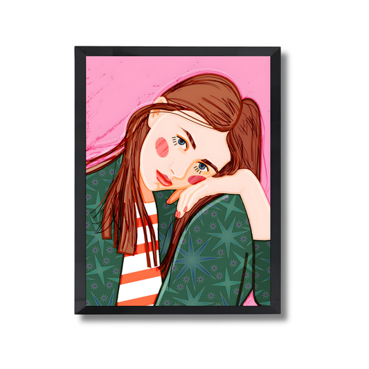 Cute Thoughtful Girl Poster Green Pajamas Girly Poster #512